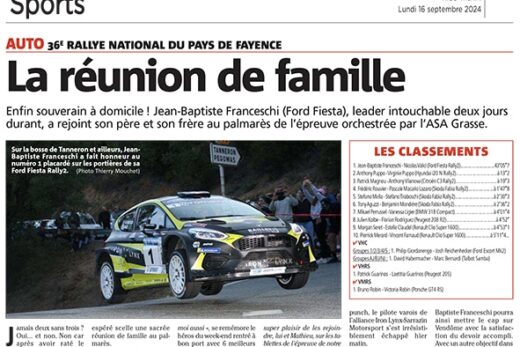 Dernière actu avec une petite photo dans Nice Matin sur le Rallye du Pays de Fayence